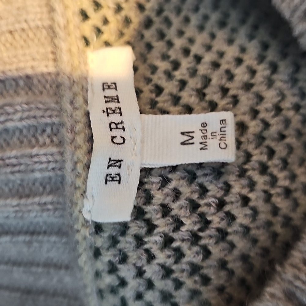 En Creme Size M Floral Patterned Gray Sweater Pullover Cozy - Picture 6 of 7